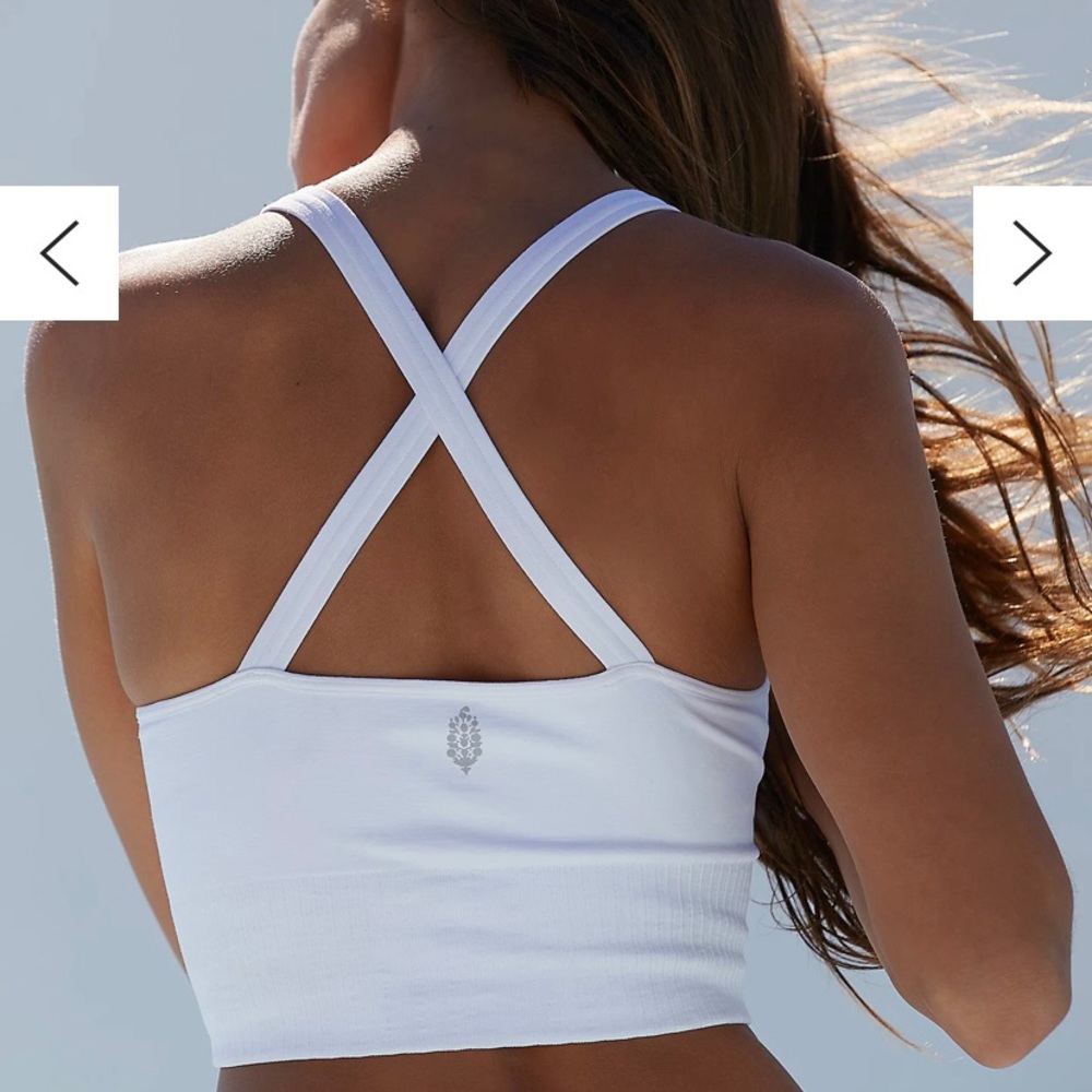 White free people lounge cross back tank “Good Karma Crop Tank”